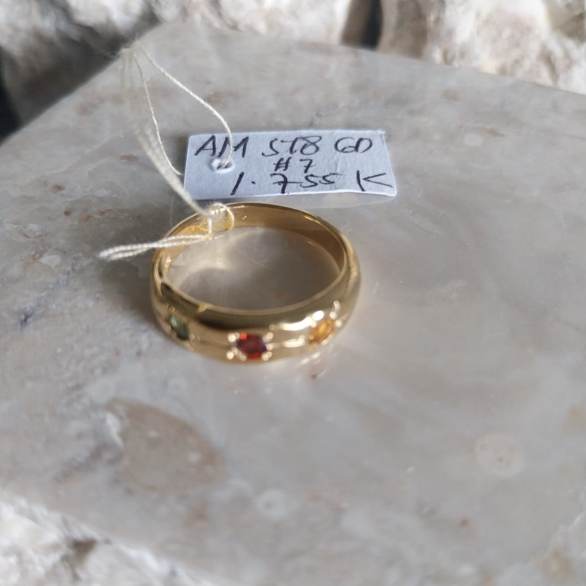 2 Citrine 1 Garnet Star Detail Ring