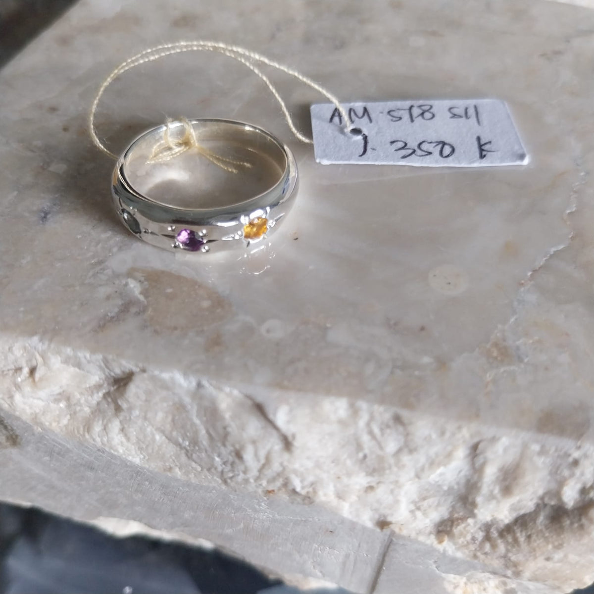 2 Citrine 1 Garnet Star Detail Ring